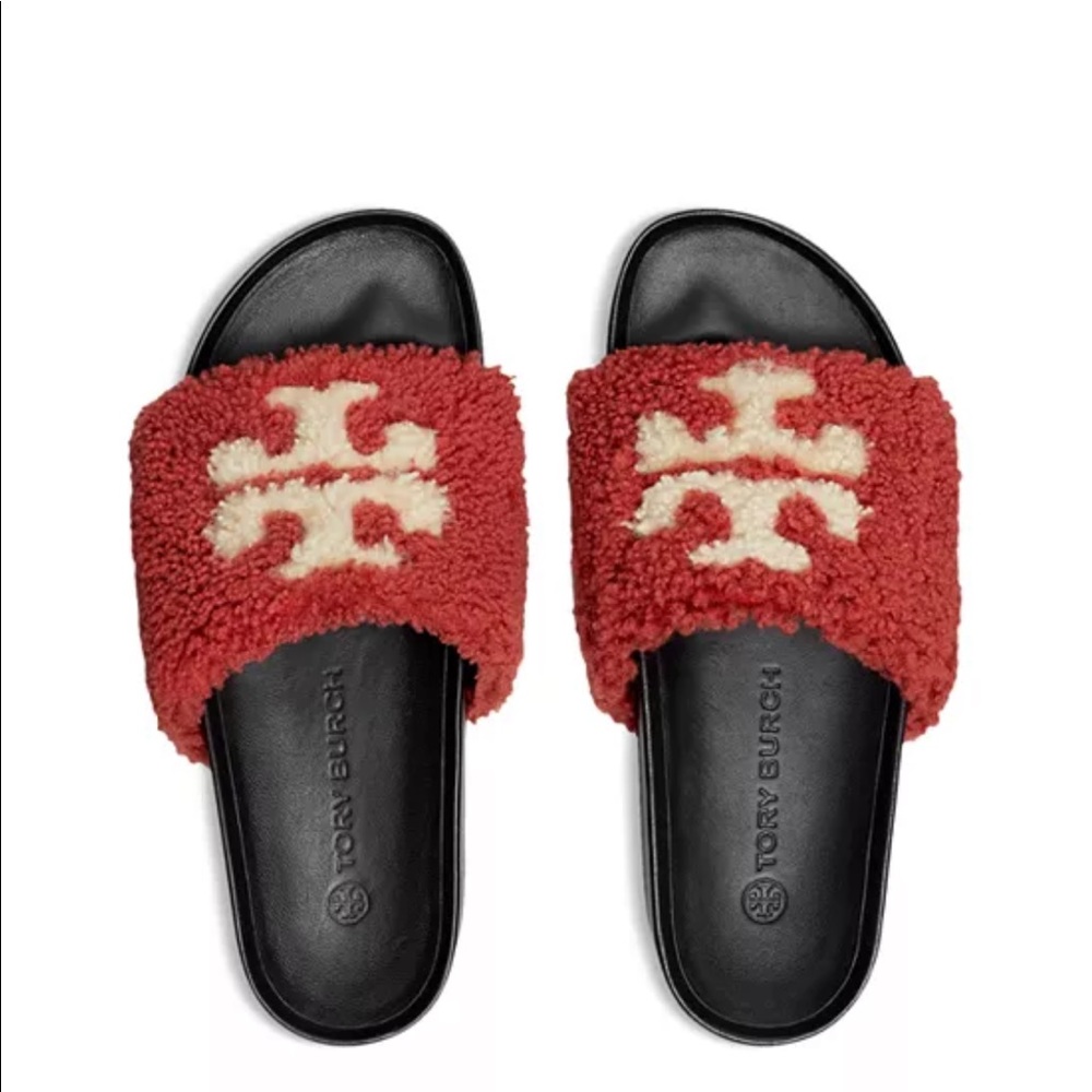 TORY BURCH DOUBLE T SHEARLING PLATFORM